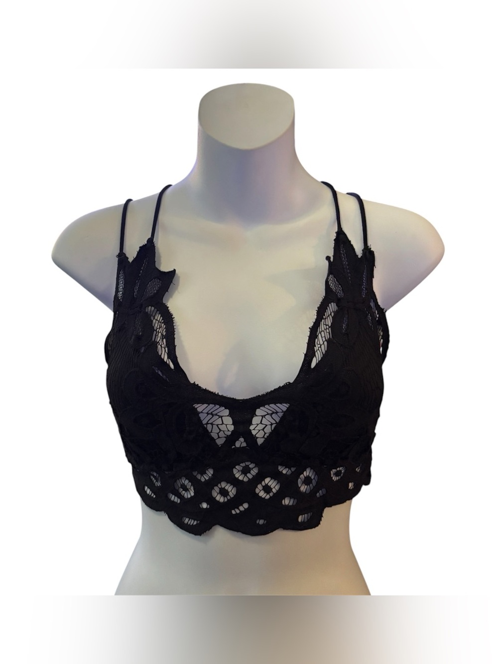 Black Lace Bralette with Double Straps